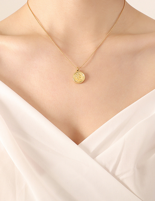 Fashion Gold Flower Necklace-40+5cm Titanium Steel Gold Plated Flower Necklace