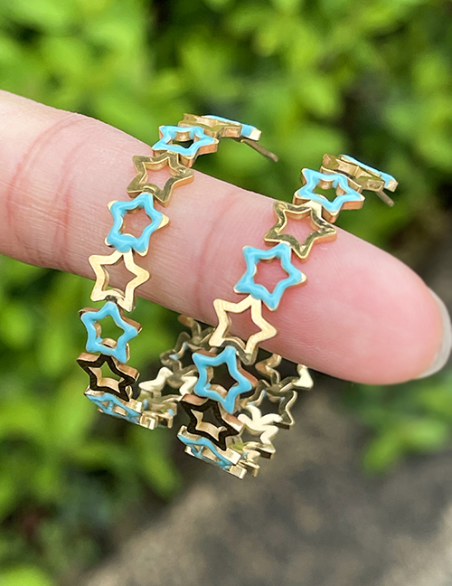 Fashion Gold Titanium Cutout Pentagram Earrings