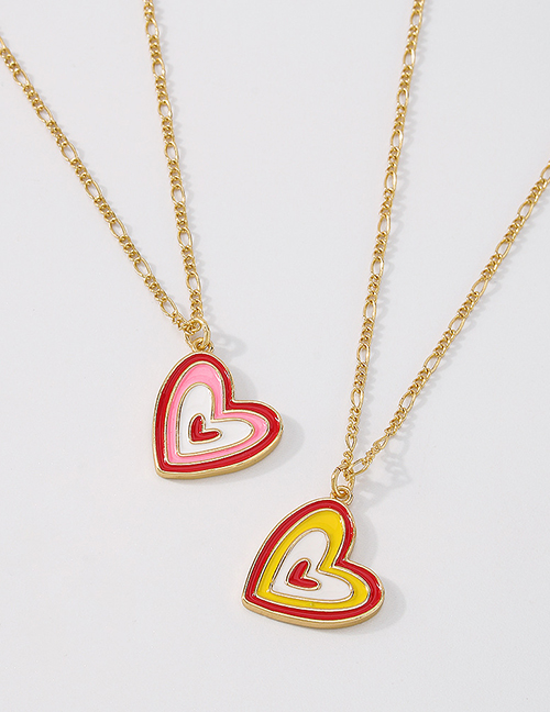 Fashion Red + Pink Copper Drip Oil Love Necklace