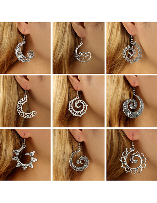 Fashion 1# Alloy Spiral Engraved Hollow Stud Earrings