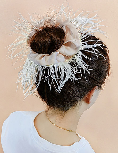 Fashion Apricot Fabric Feather Crinkle Headband