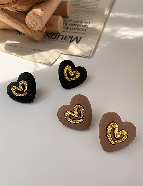 Cafe Love Resin Heart Stud Earrings