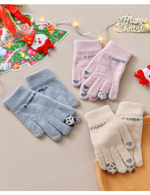 Fashion Pink Fabric Plush Letter Love Touch Screen Gloves