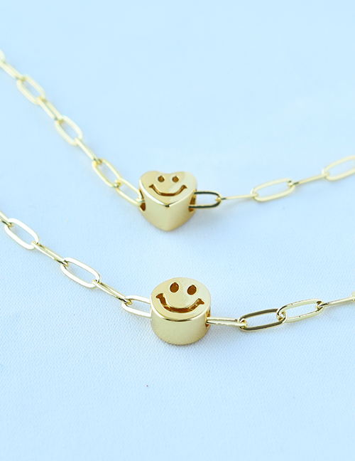 Fashion Gold Titanium Steel Love Smiley Face Necklace