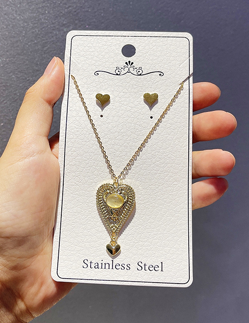 Fashion Gold Titanium Steel Multilayer Love Necklace Set