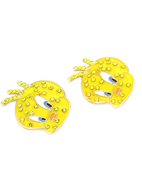 Fashion Yellow Alloy Dripping Cartoon Duck Earrings