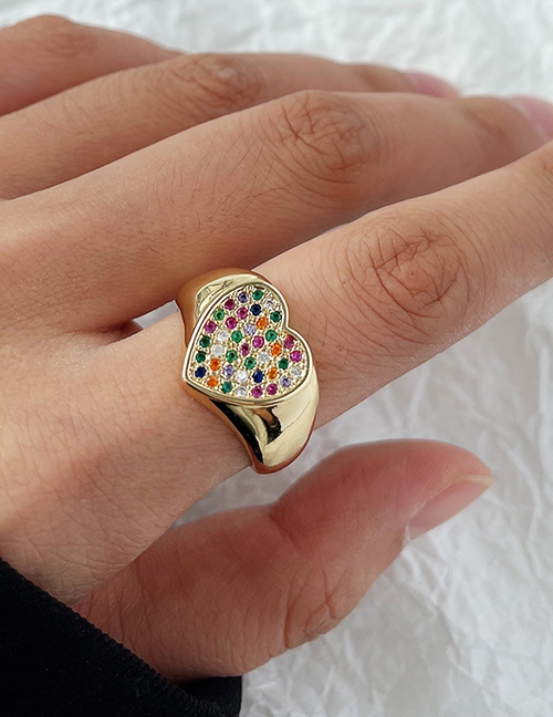 Fashion Gold Copper Inlaid Zirconium Love Ring
