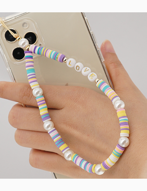 Fashion Suit Pearl Shell Beaded Soft Ceramic Woven Mobile Phone Chain Set