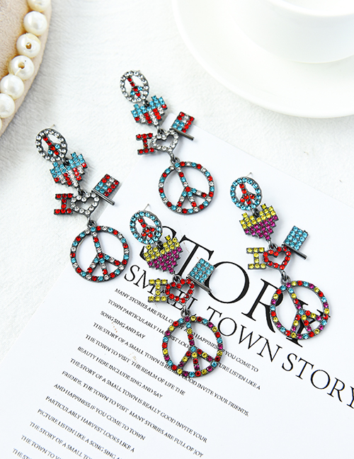 Fashion Color Alloy Diamond And Geometric Letter Earrings