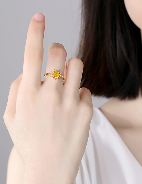 Fashion Gold Color Metal Geometric Sunflower Ring