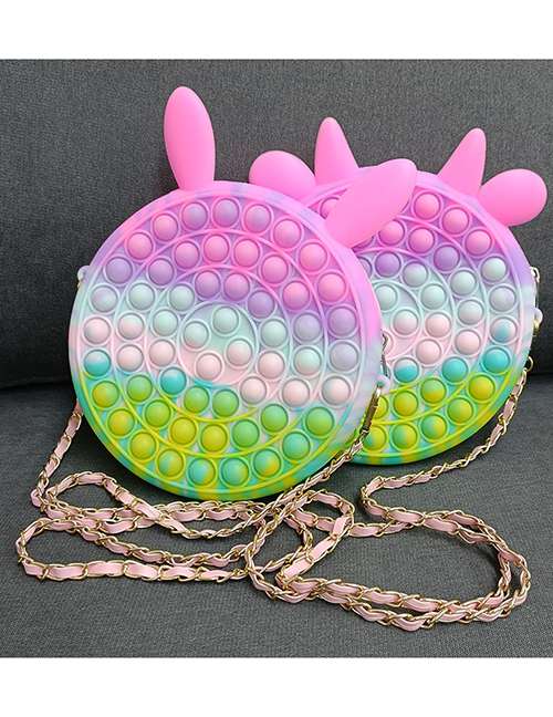 Fashion Bunny (webbing) Silicone Color Animal Round Press Toy