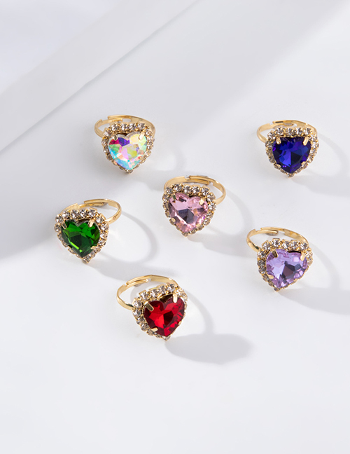 Fashion Purple Alloy Diamond Peach Heart Ring