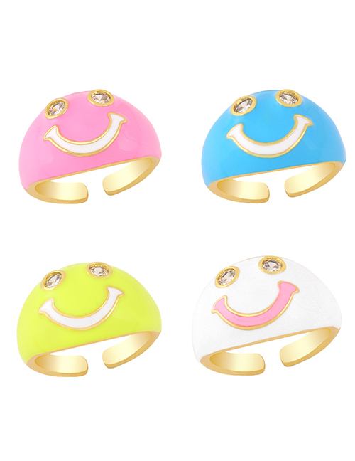 Fashion White Gold-plated Copper Dripping Smiley Ring