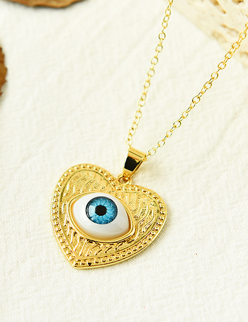 Fashion Gold Copper Drop Oil Love Eye Necklace