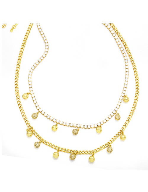 Fashion B Bronze Zirconium Claw Chain Ball Beads Tassel Necklace