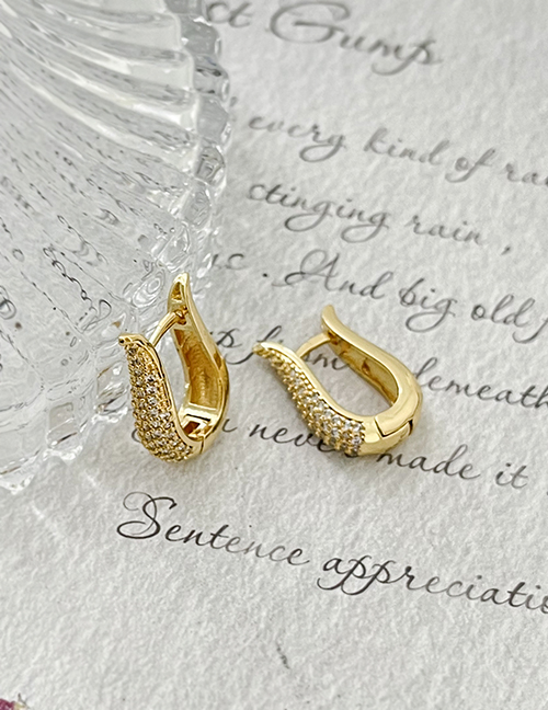 Fashion Gold Copper Set Zircon Geometric Stud Earrings