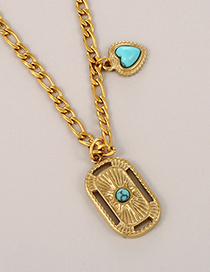 Fashion Gold Titanium Steel Turquoise Geometric Love Necklace