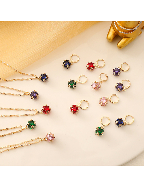 Fashion Royal Blue Set K5 Geometric Square Crystal Necklace Earring Set