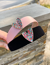 Fashion Pink Fabric Diamond-studded Love Headband
