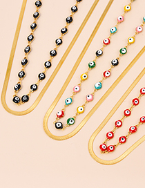 Fashion Color Titanium Steel Drop Oil Eye Snake Bone Chain Double Layer Necklace