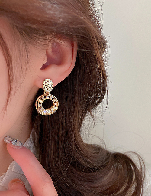 Fashion 1# Bag Alloy Diamond Pearl Geometric Stud Earrings