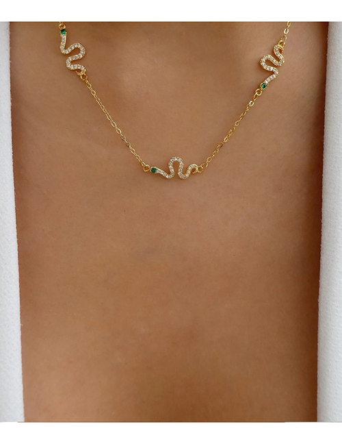 Fashion Gold Alloy Diamond Snake Necklace