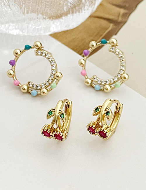 Fashion Color 1 Copper Zircon Cherry Earrings