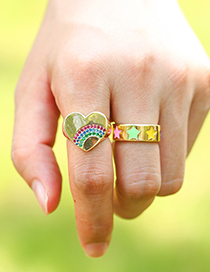 Fashion Gold Copper Inlaid Zircon Love Ring