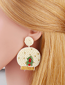 Fashion Beige Christmas Rice Bead Earrings