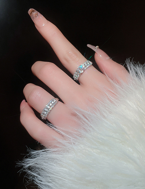 Fashion Ring - Silver Type 1 Brass Zirconia Geometric Split Ring