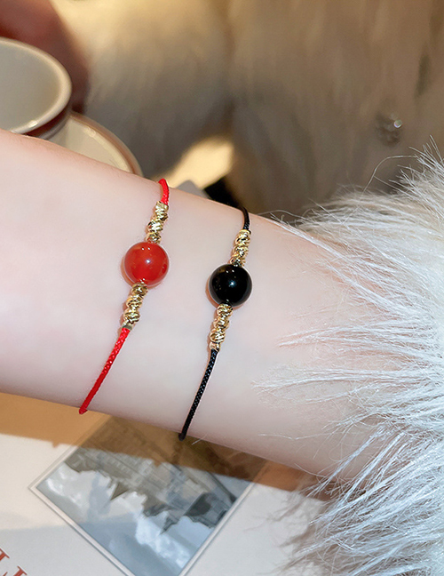 Fashion Bracelet - Red Cord And Bead Bracelet