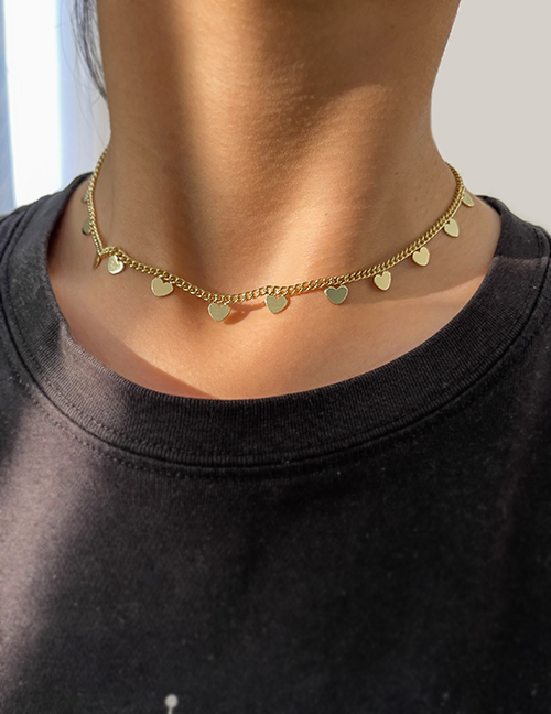 Fashion Golden 1 Copper Chain Heart Pendant Necklace