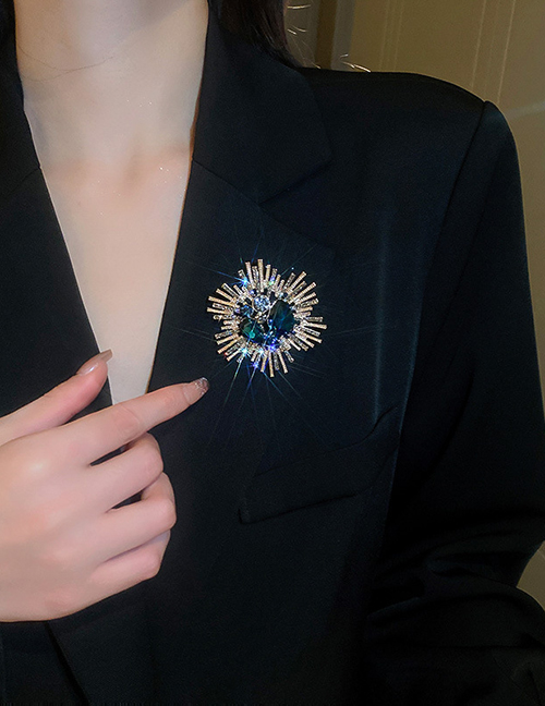 Fashion Brooch - Purple Alloy Diamond Flower Brooch
