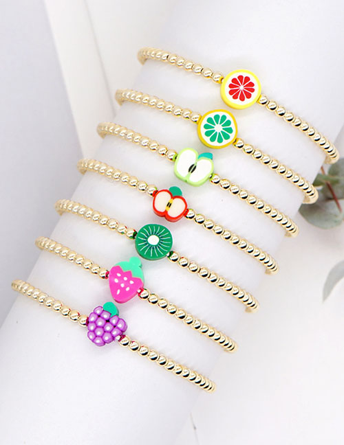 Fashion Color 1# Water Soft Pottery Fruit Series Small Gold Beads Bead Bracelet