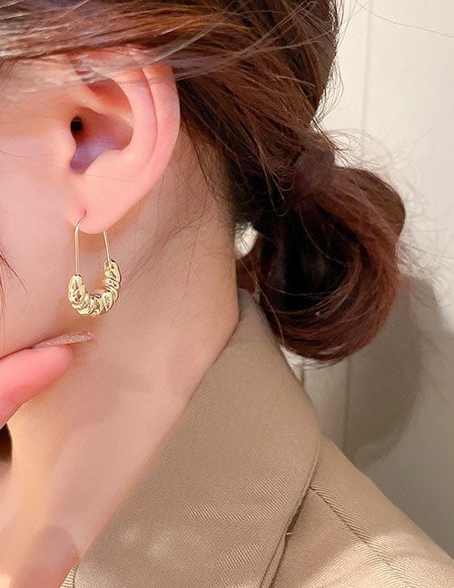 Fashion Earhook - Gold Metal Twist U-shaped Earrings
