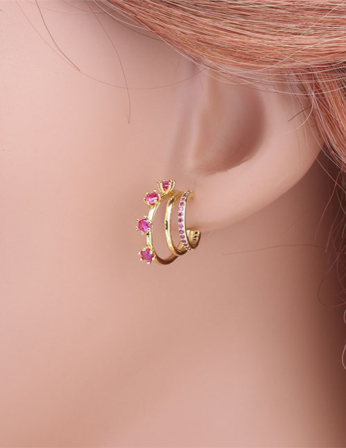 Fashion Colored Diamond Brass Zirconia Geometric Earrings