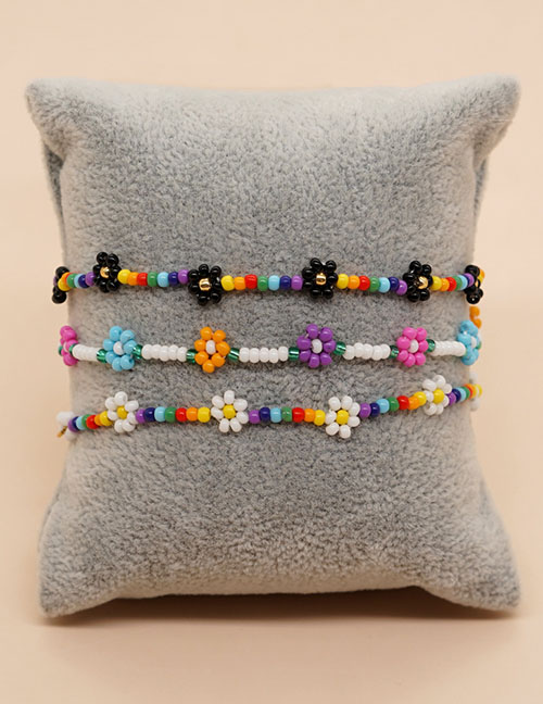 Fashion 1# Multicolored Rice Bead Beaded Braided Flower Bracelet