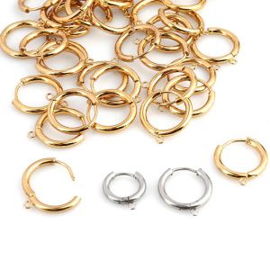 Fashion 2.5*10mm Gold Welding Ring Titanium Steel Geometric Round Earrings(single)