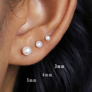 Fashion 3 Sets Of Platinum Sterling Silver Pearl Stud Earrings Set