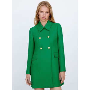 Fashion Green Lapel Double-breasted Coat