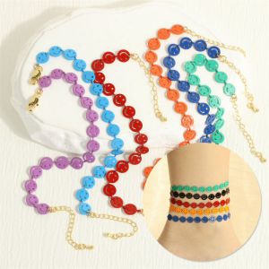 Fashion M Copper Spray-painted Smiley Chain Anklet