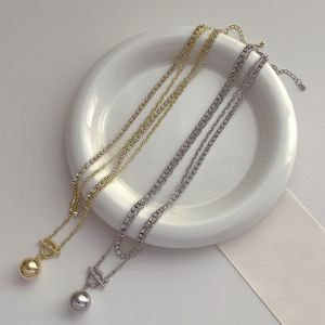 Fashion Silver Metal Ball Ot Buckle Necklace