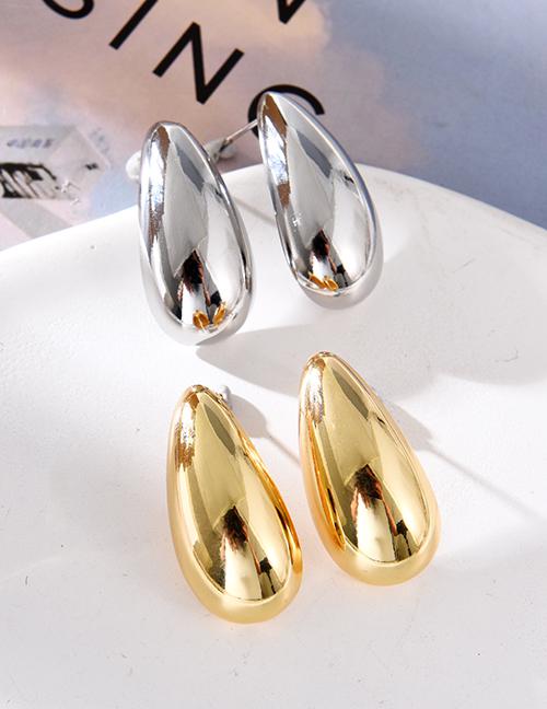 Fashion Gold Copper Water Drop Glossy Stud Earrings