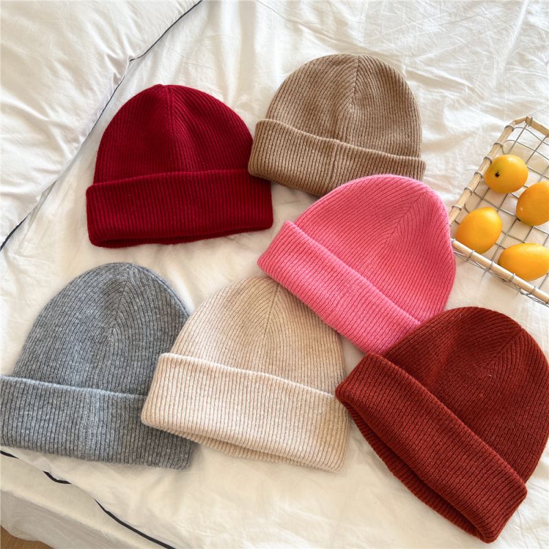 Fashion 11 Light Plate Wool Hat Peach Color Wool Knitted Beanie