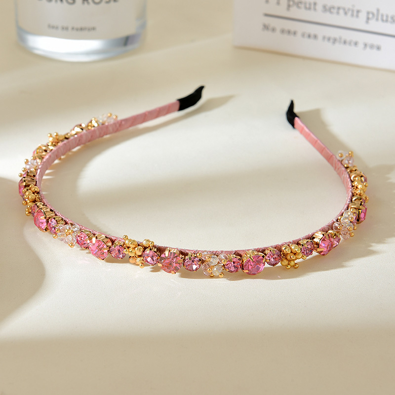 Fashion Pink Alloy Diamond Geometric Headband