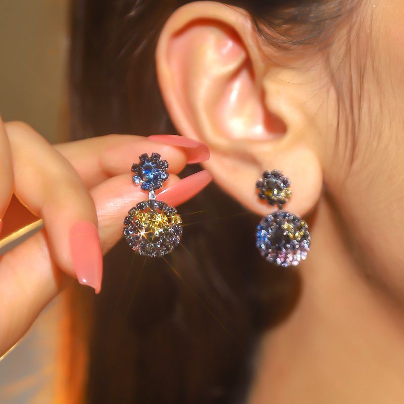 Fashion 4# Geometric Diamond Round Earrings