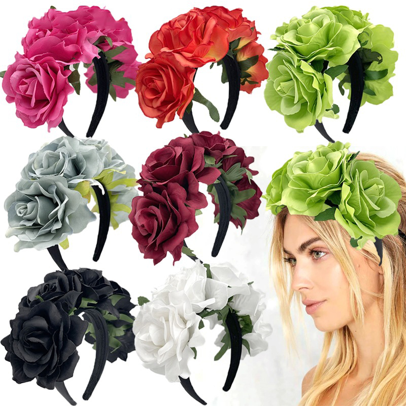 Fashion 1 Green Simulated Rose Headband 