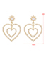 Fashion Pearl Alloy Diamond Pearl Hollow Double Heart Stud Earrings