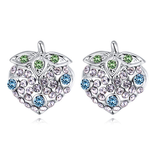 Fashion Blue+green Strawberry Shape Decorated Earrings