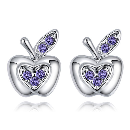 Fashion Purple Apple Shape Decorated Earrings